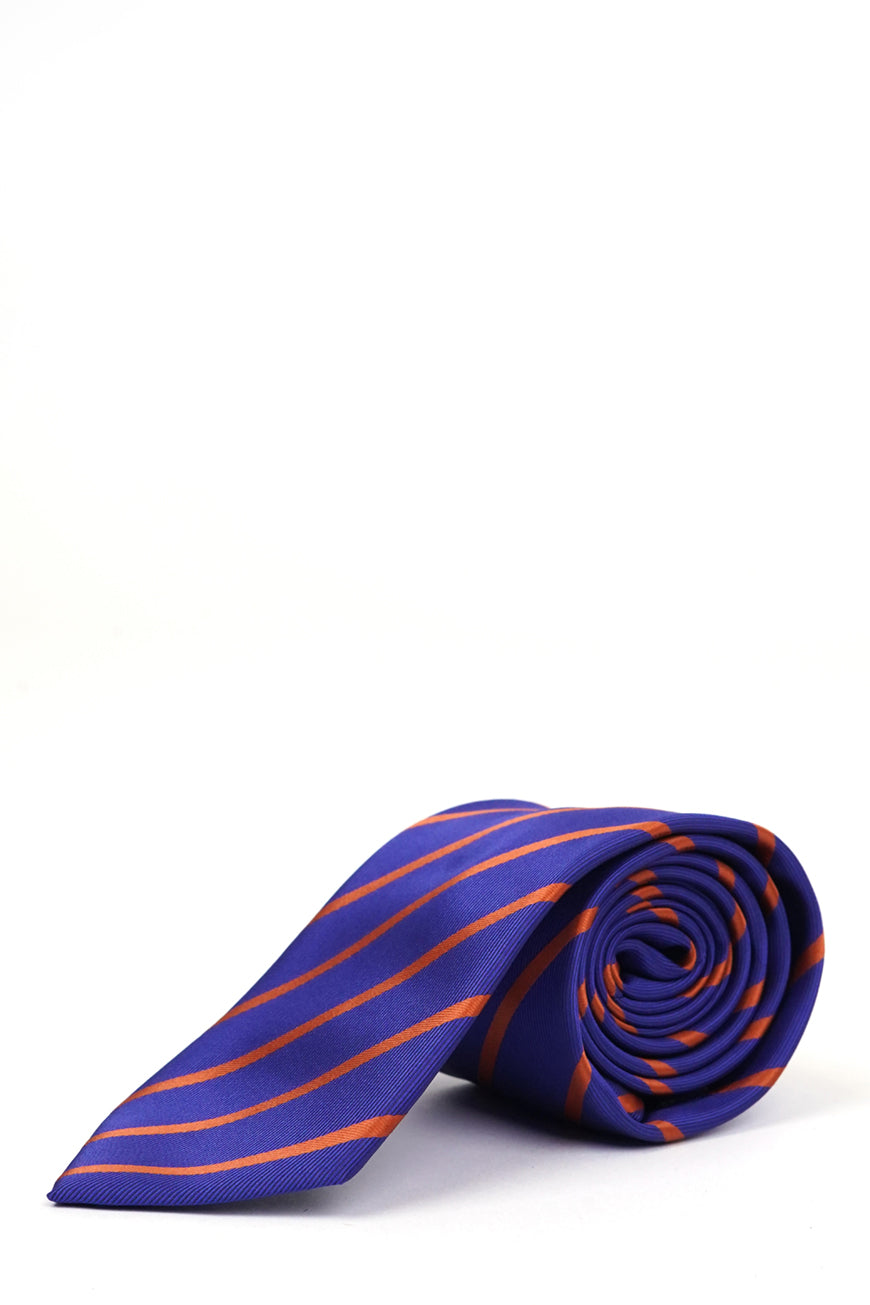 Ties - Silk Rich Ocean Blue Orange stipe