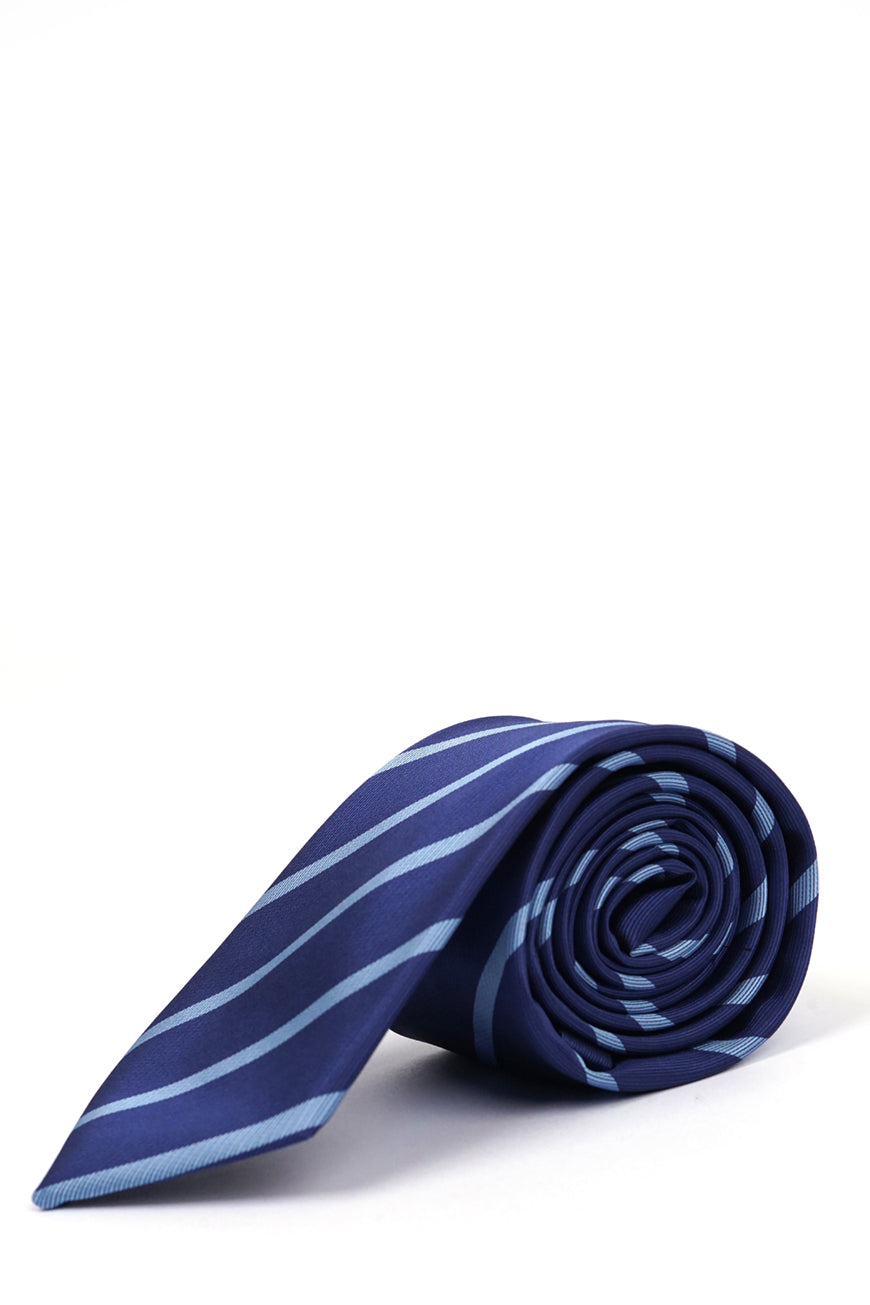 Ties - Silk Rich Space Blue Self Stripes