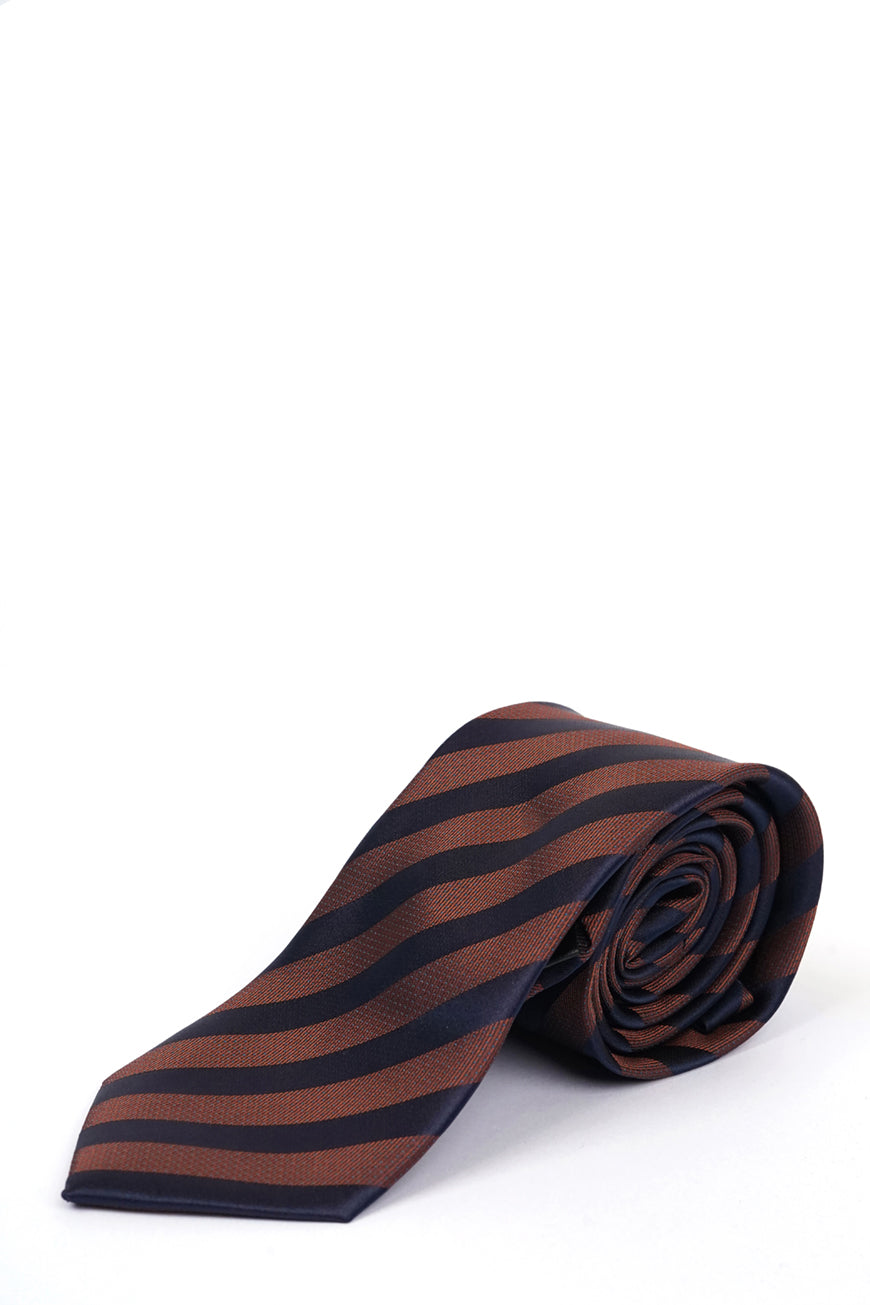 Ties - Silk Rich Chocolate Brown Self Stripes