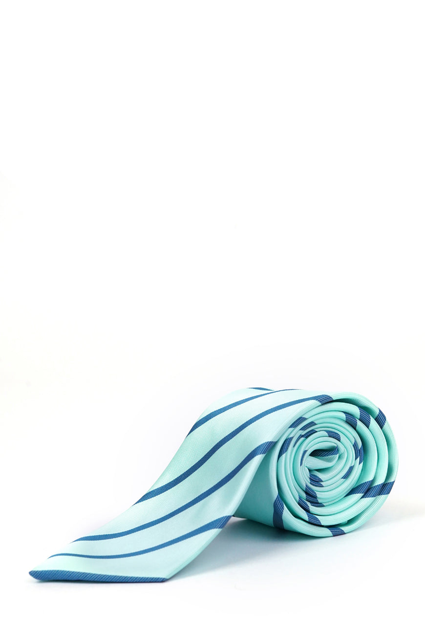 Ties - Silk Rich Light Green Blue Stripes