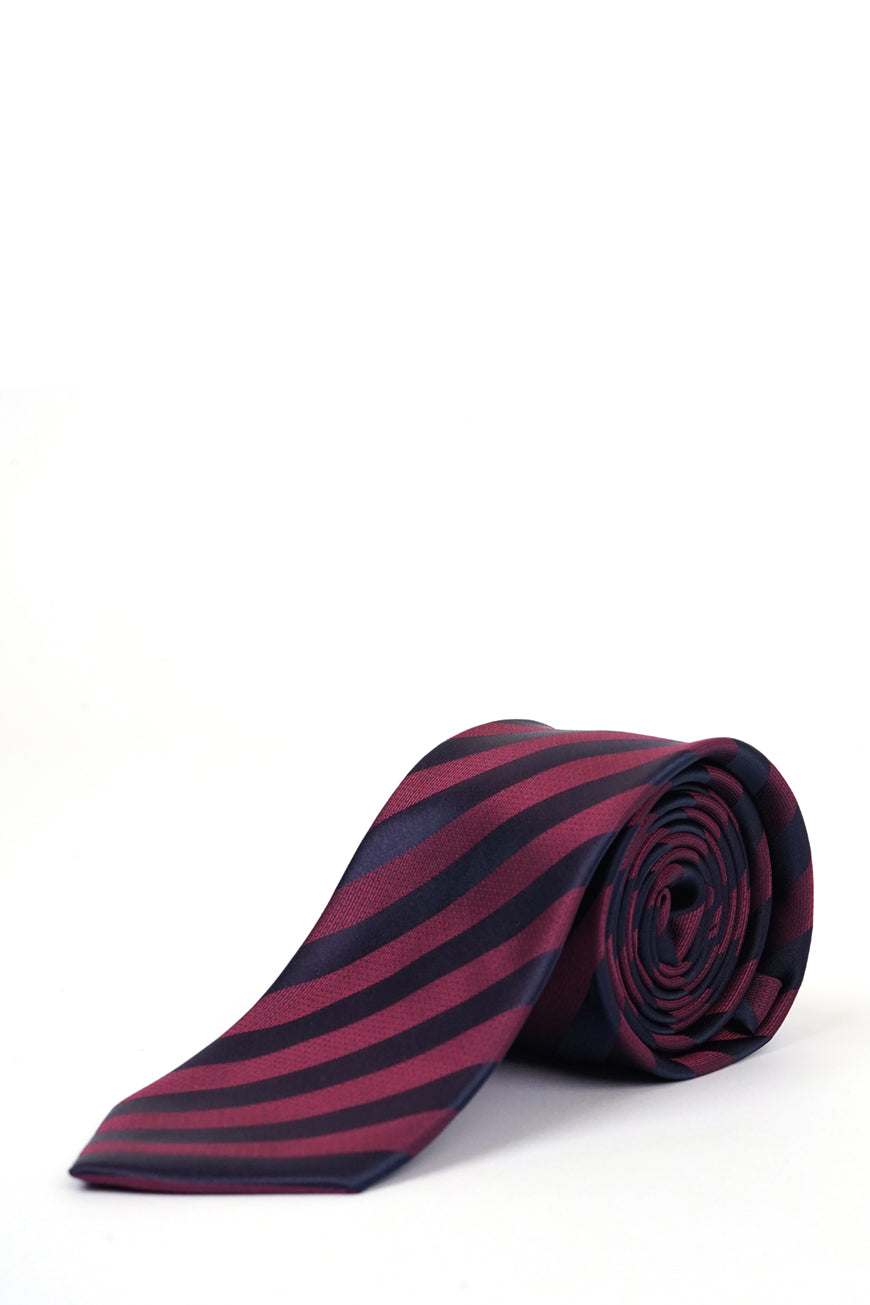 Ties - Silk Rich Maroon & Black Black Stripes