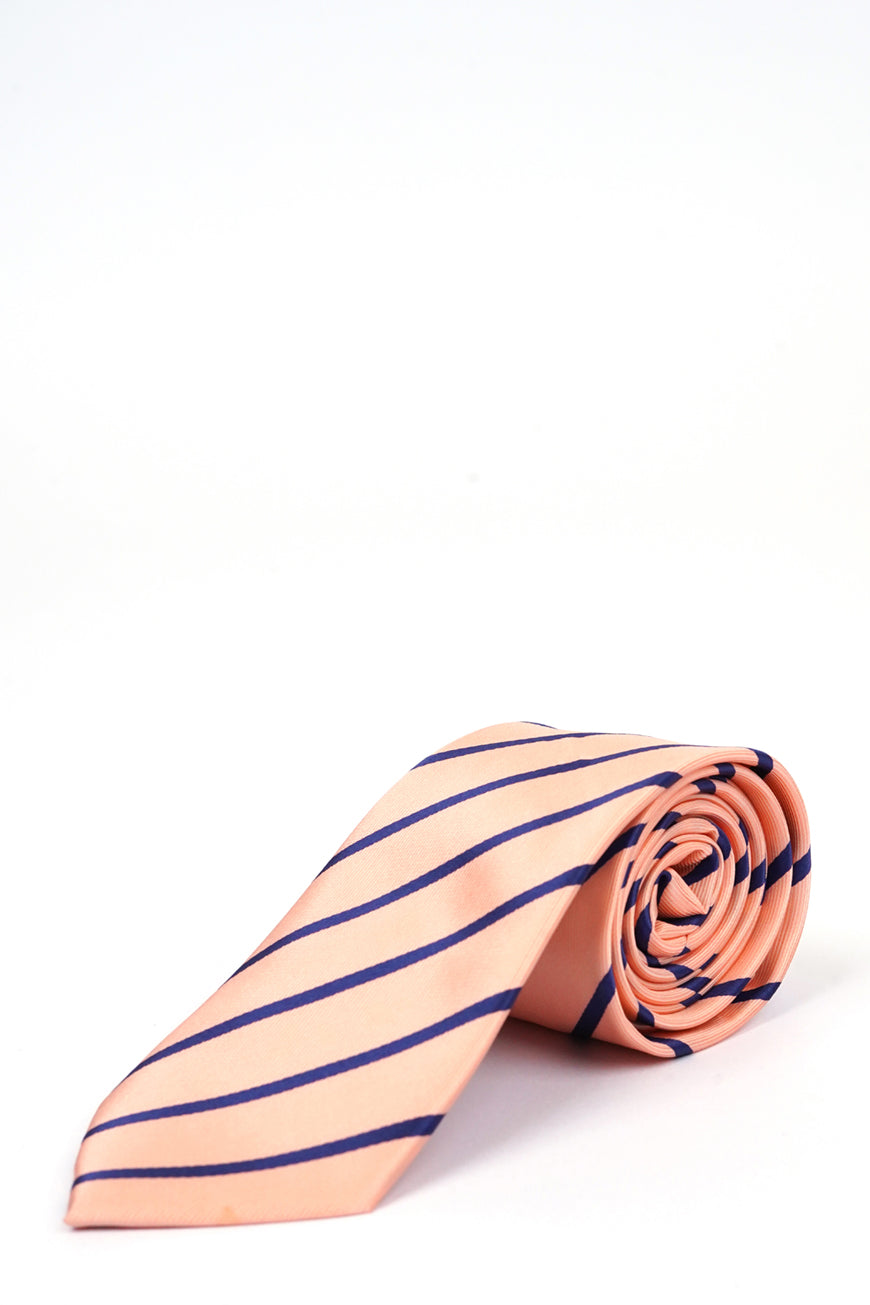 Ties - Silk Rich Peach Blue Stripes
