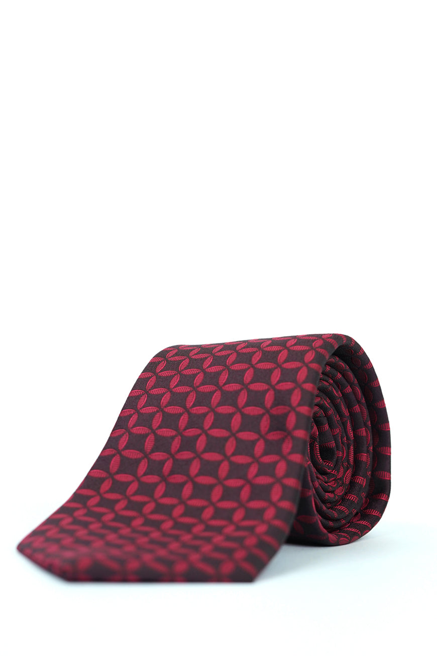 Ties - Silk Rich Wine Curve Circle