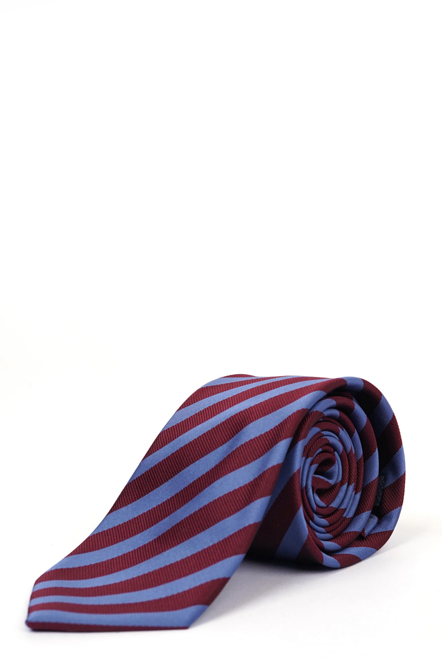 Ties - Silk Rich Red & Blue Self Stripes