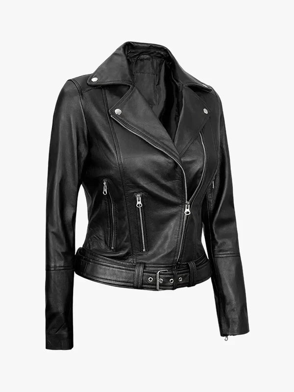 Aldo Women’s Black Genuine Leather Asymmetrical Jacket