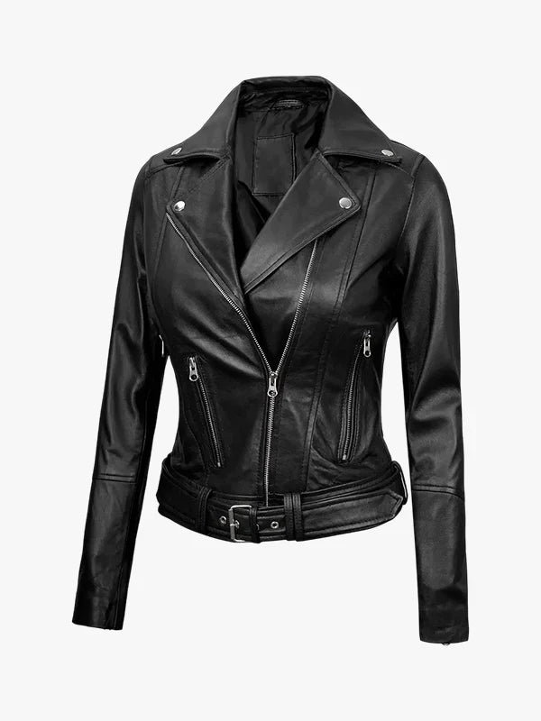 Aldo Women’s Black Genuine Leather Asymmetrical Jacket