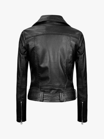 Aldo Women’s Black Genuine Leather Asymmetrical Jacket