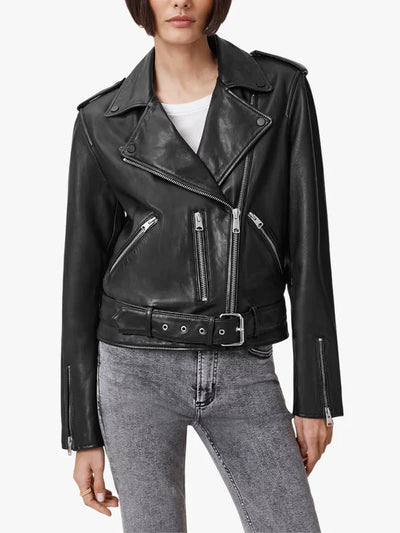 Balfern Classic Black Genuine Leather Biker Jacket