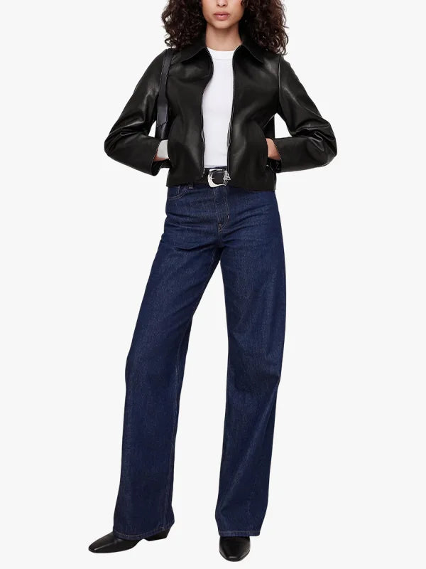 Banana Republic Women’s Minimalist Black Leather Jacket