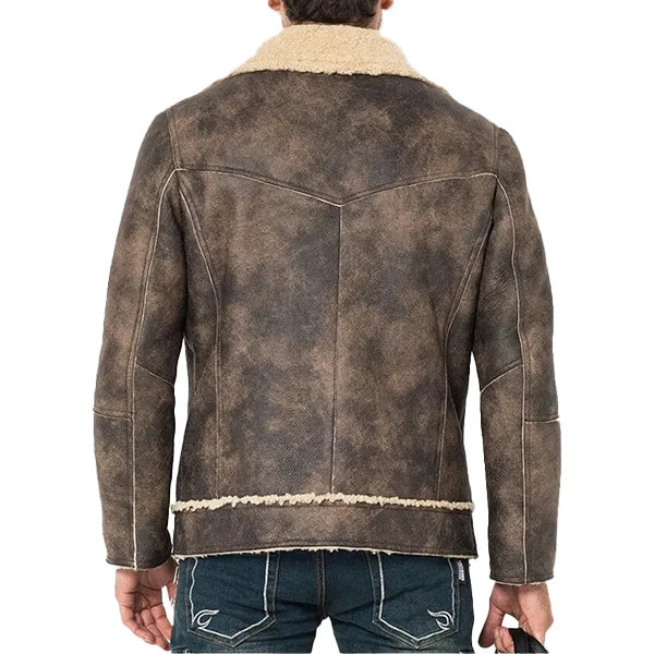 Brown Distressed Bomber Jacket