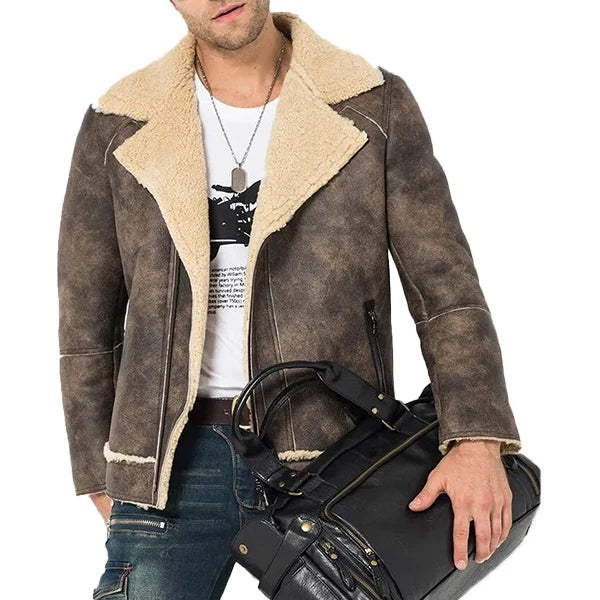 Brown Distressed Bomber Jacket