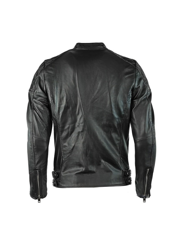 Cafe Racer Mens Leather Black Jacket