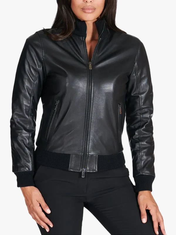 Classic Black Nappa Lambskin Leather Jacket for Women