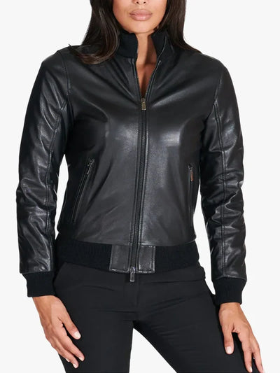 Classic Black Nappa Lambskin Leather Jacket for Women