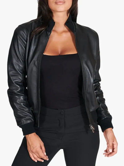 Classic Black Nappa Lambskin Leather Jacket for Women