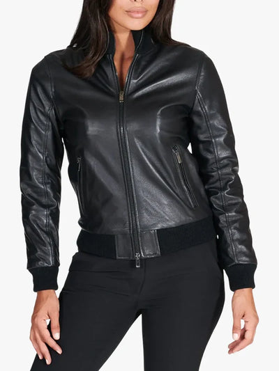 Classic Black Nappa Lambskin Leather Jacket for Women