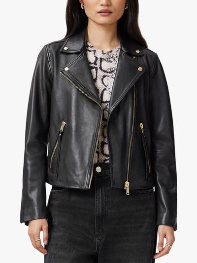 Dalby Women’s Slim Fit Black Genuine Leather Biker Jacket
