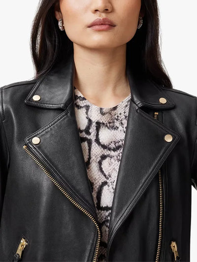 Dalby Women’s Slim Fit Black Genuine Leather Biker Jacket