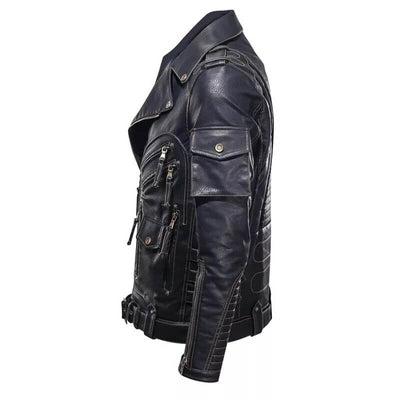 Genuine Cowhide Leather Cafe Racer Jacket for Men Stylish
