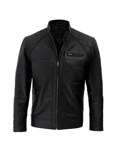Men’s Black Quilted Leather Motorcycle Jacket