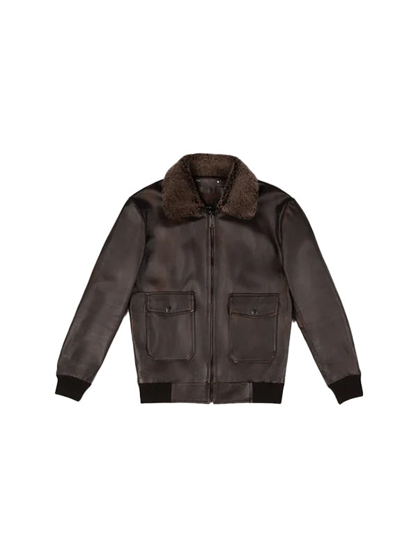 Men’s G-1 Flight Iconic Brown Leather Bomber Jacket