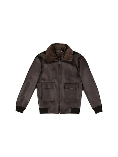 Men’s G-1 Flight Iconic Brown Leather Bomber Jacket
