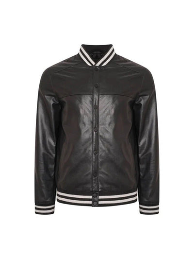 Men’s Genuine Leather Varsity Bomber Jacket