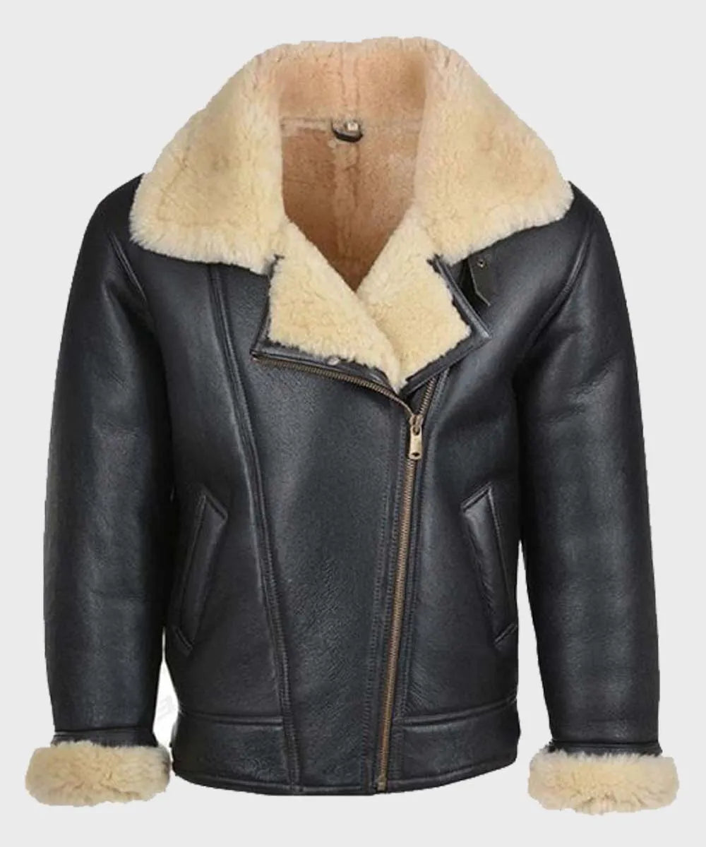 Men’s Shearling Black Leather B3 Jacket