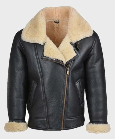 Men’s Shearling Black Leather B3 Jacket