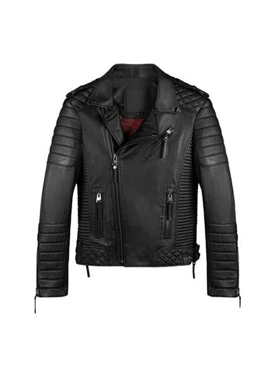 Men’s Vintage Biker Leather Jacket – Black
