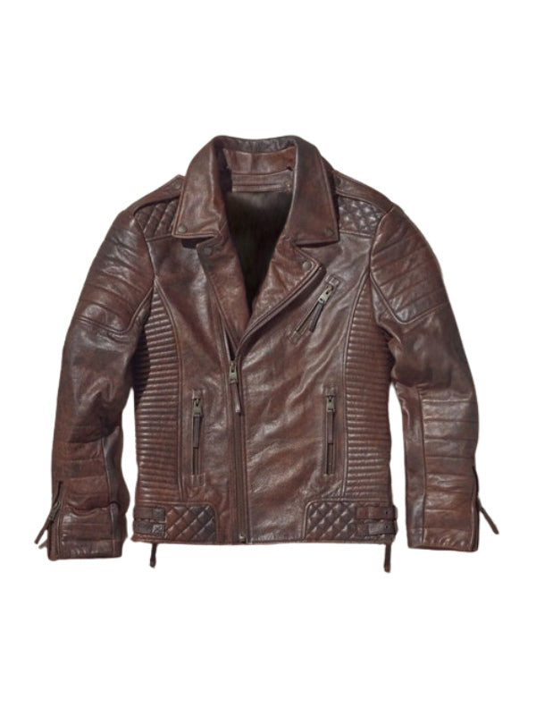 Men’s Waxed Brown Biker Leather Jacket