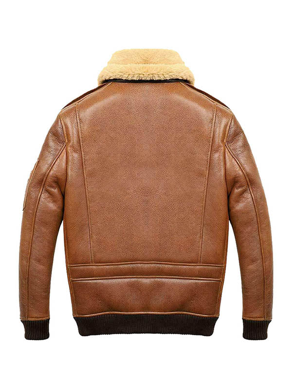 Men’s Aviator Camel Brown A2 Fur Shearling Jacket