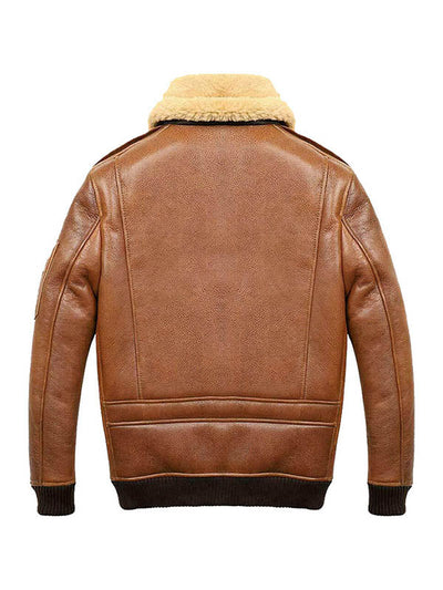 Men’s Aviator Camel Brown A2 Fur Shearling Jacket