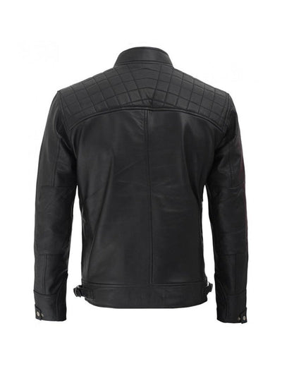 Men’s Black Quilted Leather Motorcycle Jacket