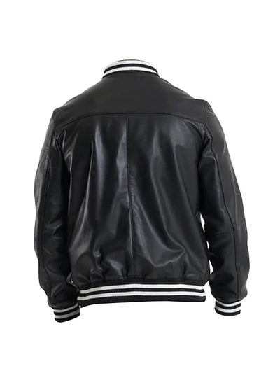 Men’s Genuine Leather Varsity Bomber Jacket