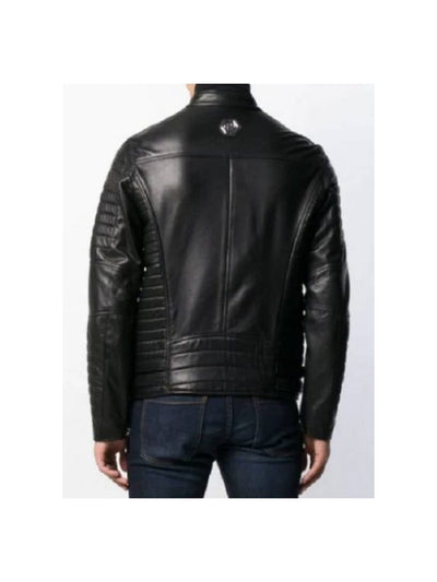 Men’s Quilted Sleeves Leather Biker Jacket