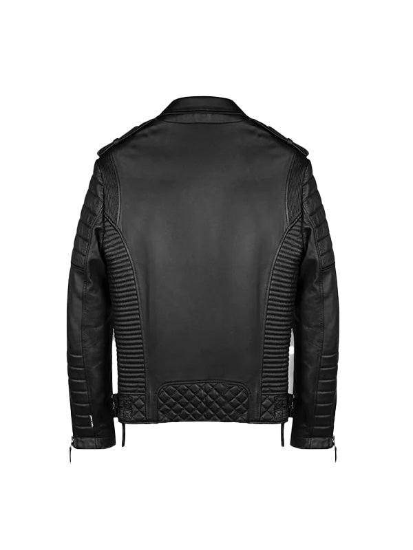 Men’s Vintage Biker Leather Jacket – Black