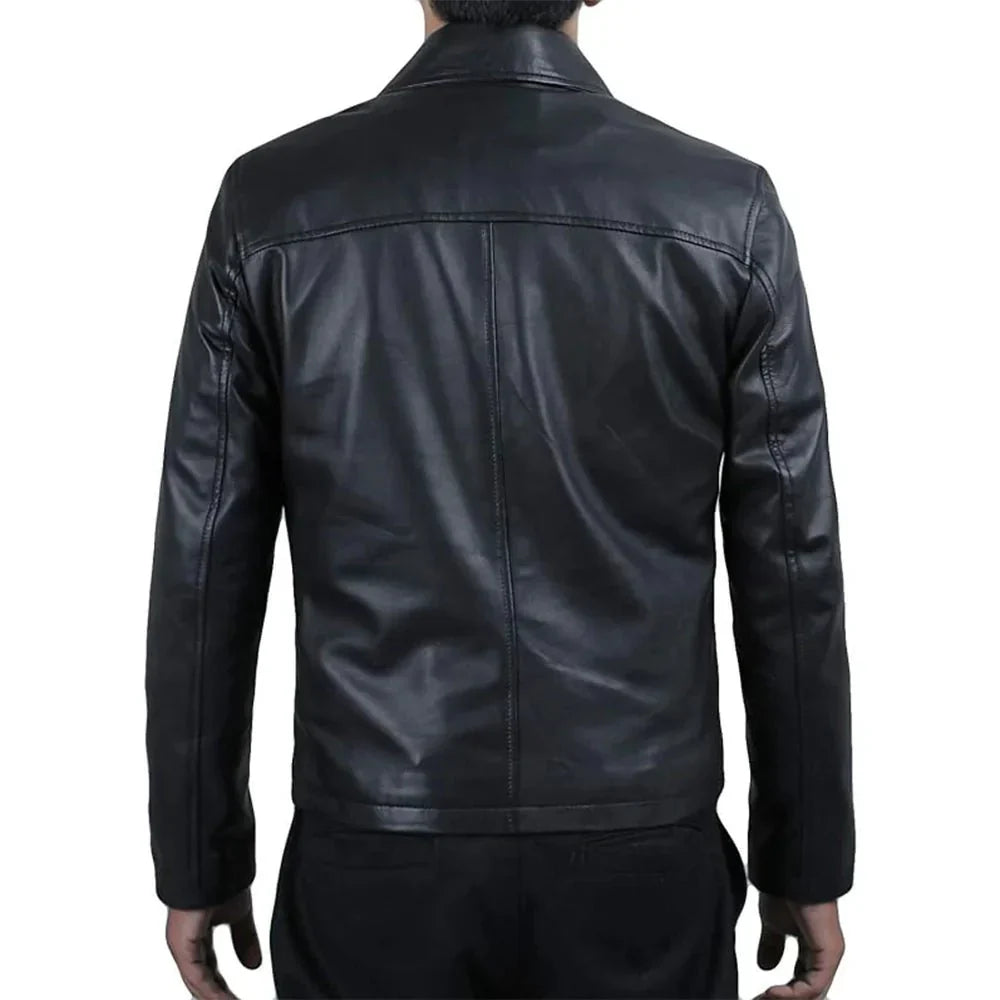 Mens Black Vintage Classic Leather Jacket