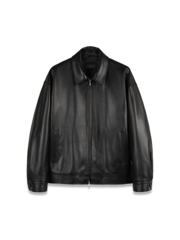 Overfit Straight Zip-up Jacket  Black