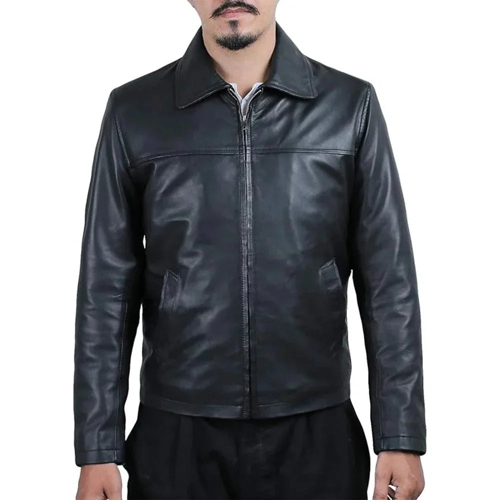 Mens Black Vintage Classic Leather Jacket
