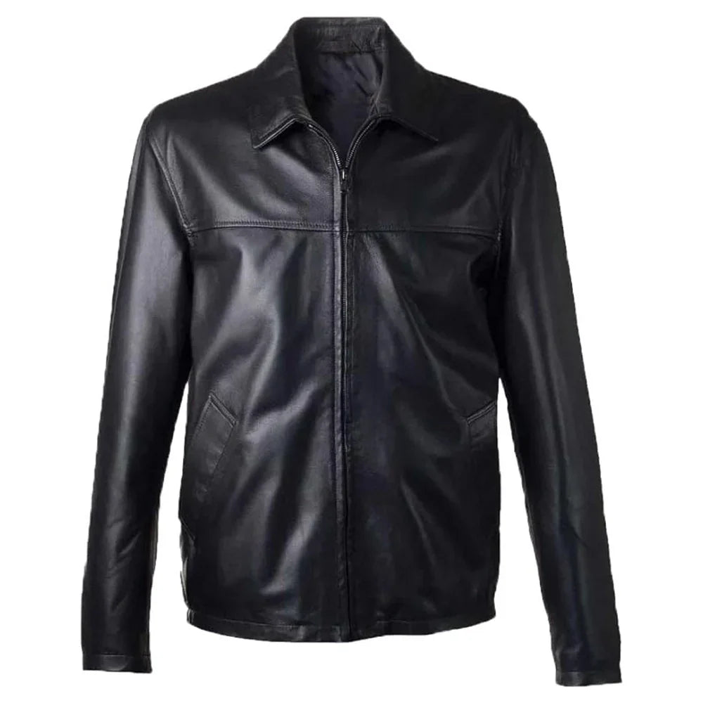 Mens Black Vintage Classic Leather Jacket