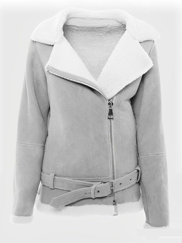 Women’s Grey Suede Shearling Jacket