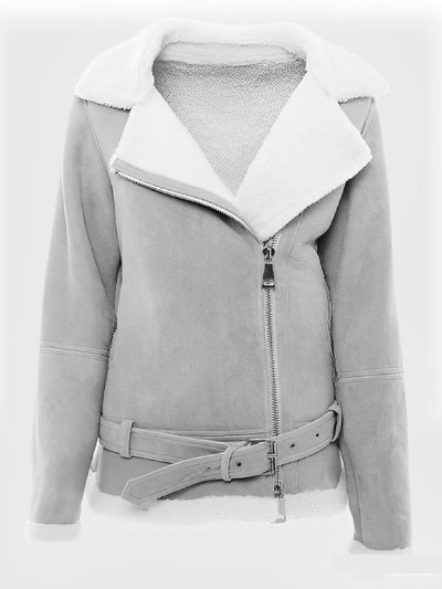 Women’s Grey Suede Shearling Jacket