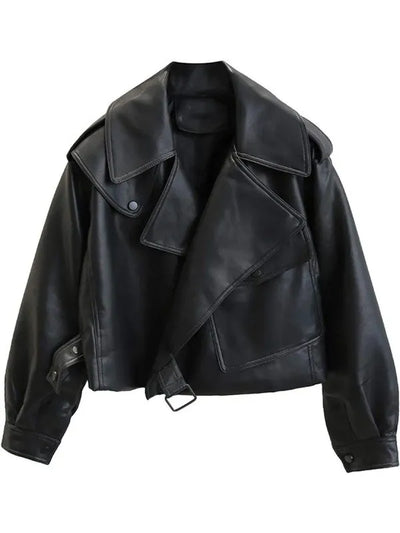 Women’s Oversized Black Leather Jacket