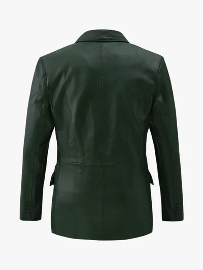 Women’s Green Vintage Style Genuine Leather Blazer