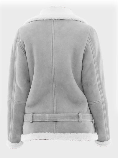Women’s Grey Suede Shearling Jacket