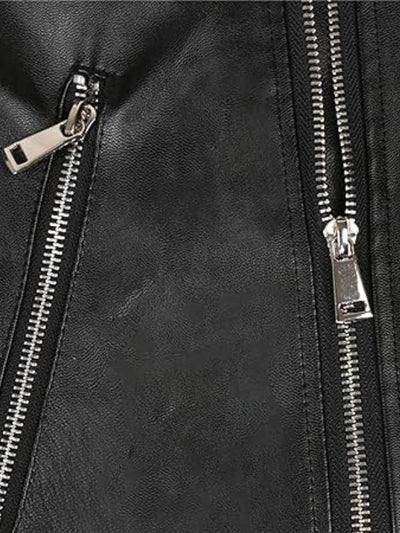 Women’s Oversized Black Biker Leather Jacket – Edgy & Chic