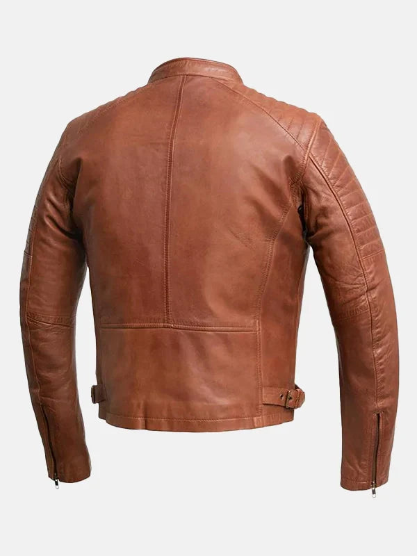Zack Men's Brown Biker Leather Jacket