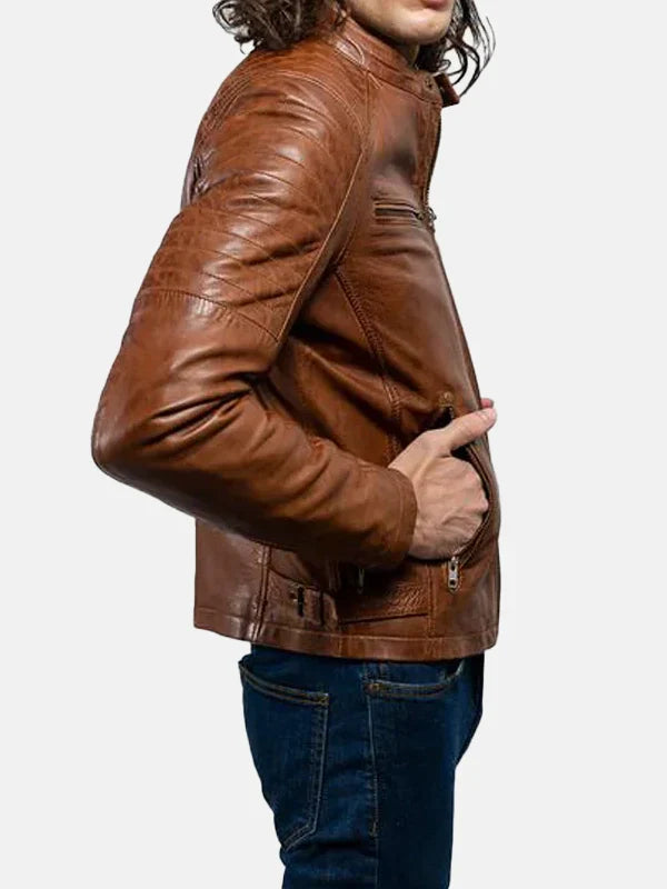 Zack Men's Brown Biker Leather Jacket