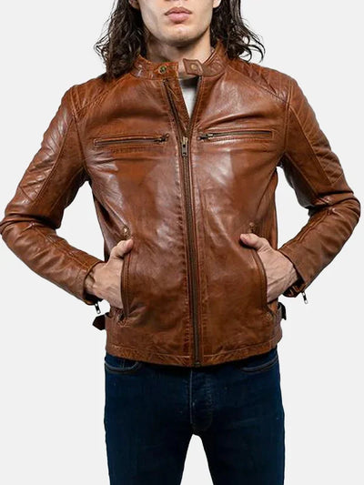 Zack Men's Brown Biker Leather Jacket